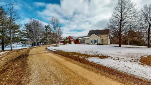 Curved Driveway to your New Home! Pasture to the Left Where Fence is.