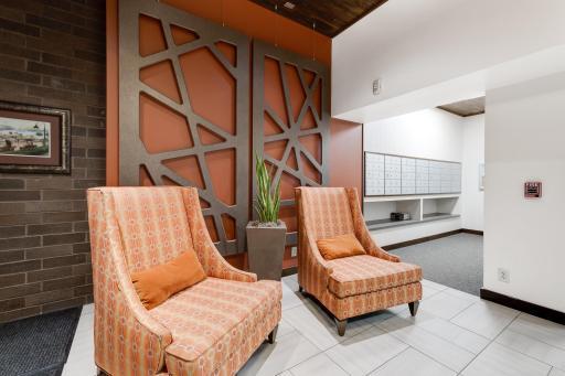 Meet friends in the classy and chic lobby. The secure building has an intercom system for your guests to easily get buzzed in.