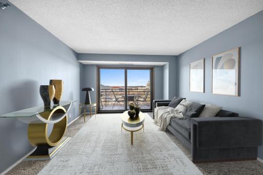 Virtually stagged living room.