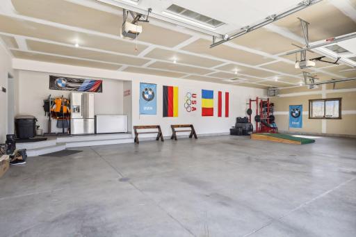 Oversized 3 car garage, heated and insulated