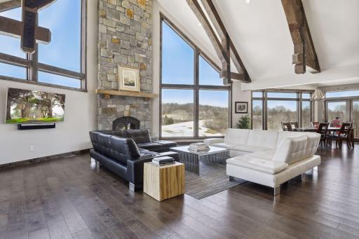 Hardwood floors, oversized wood burning fireplace
