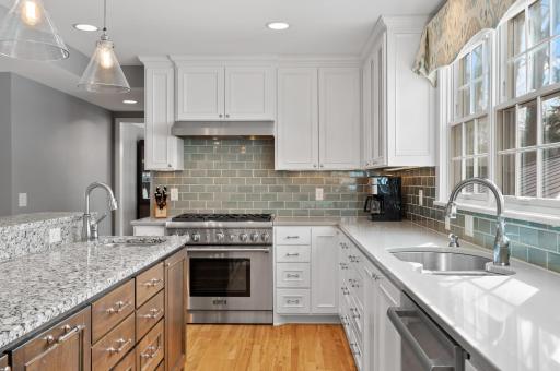 High-end appliances, under-cabinet lighting, and under-mount sinks.