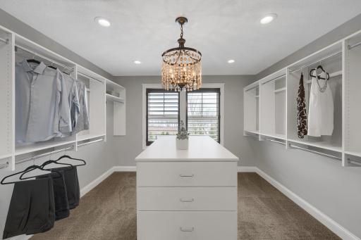 Walk-in closet with built-ins, large window provides natural light all day long