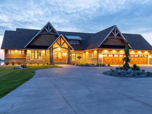 Exterior lighting illuminates it's beauty.