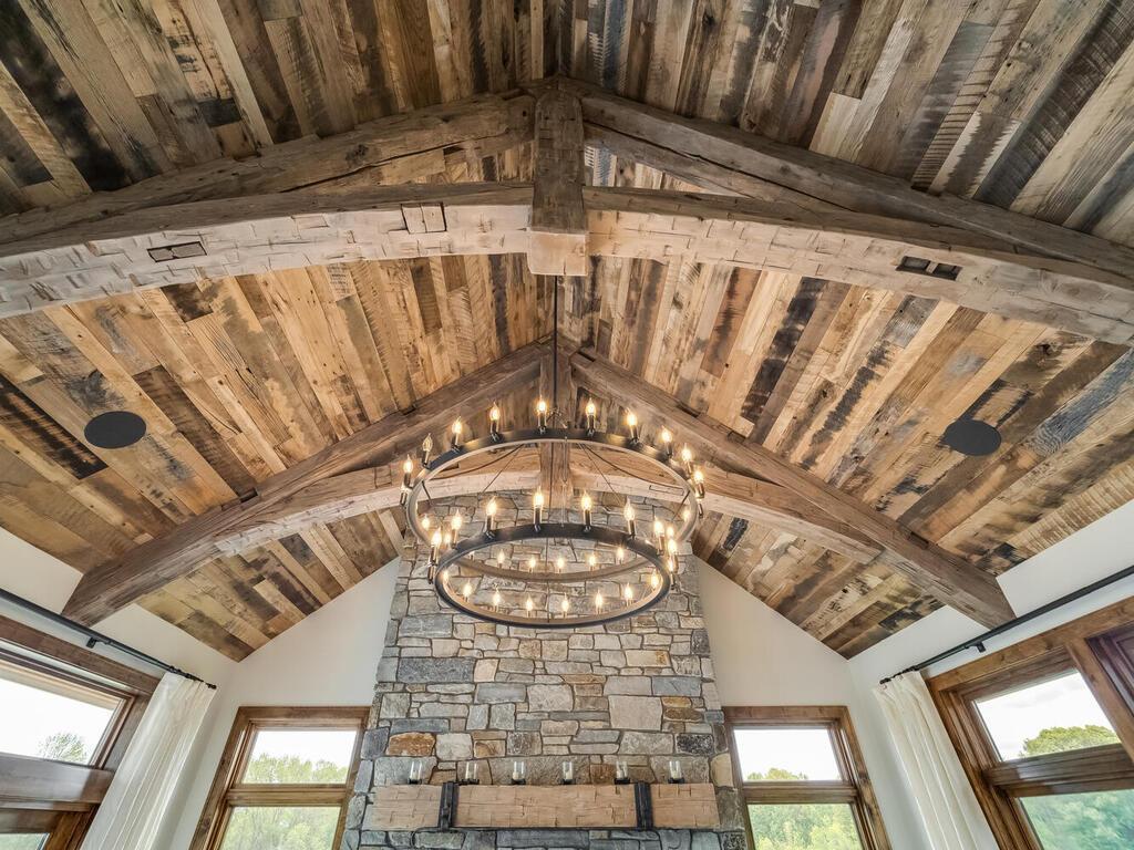 Stunningly crafted wood ceiling.