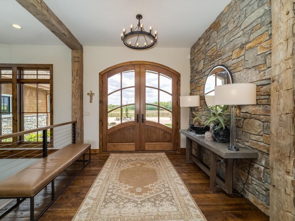 Enter through these custom made double doors.