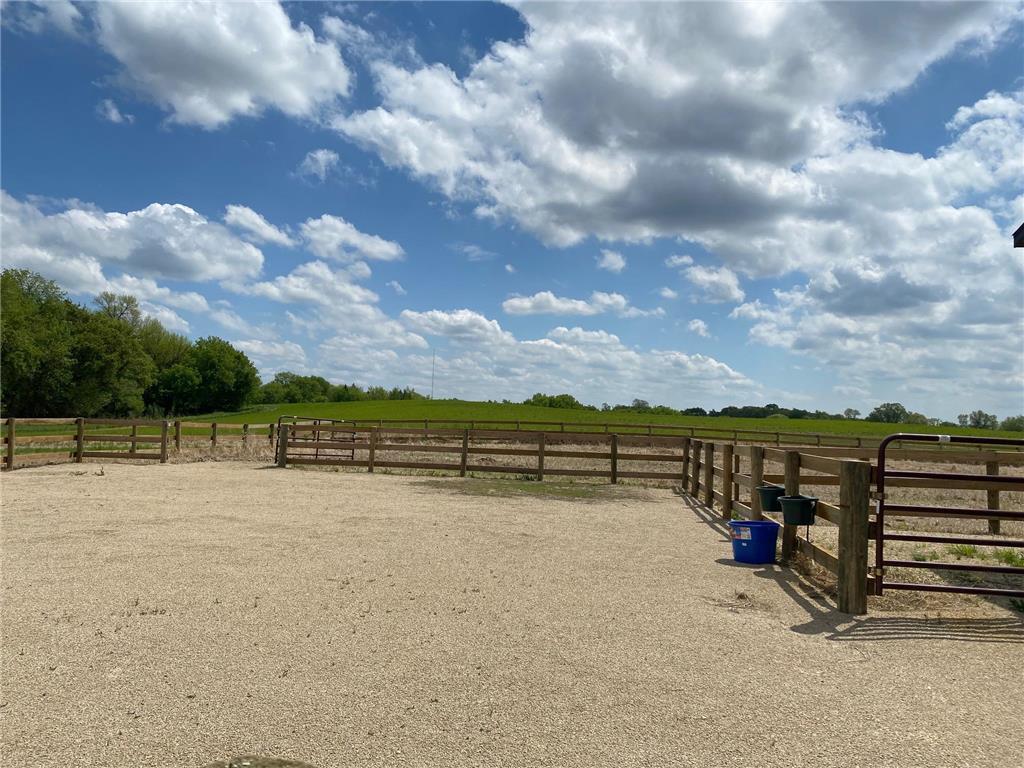 Fenced in dry arena.