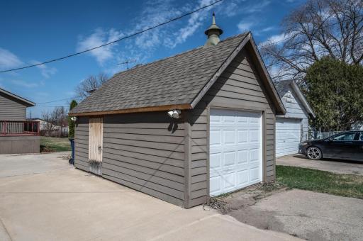 Detached 1 car garage provides storage for a vehicle or storage for yard toys/ATV/snowmobile or camping gear.