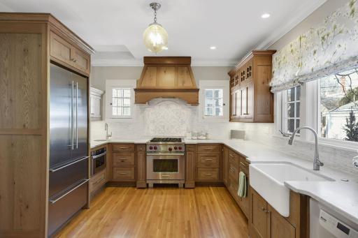 Kitchen featuring Wolf range and Liebherr refrigerator