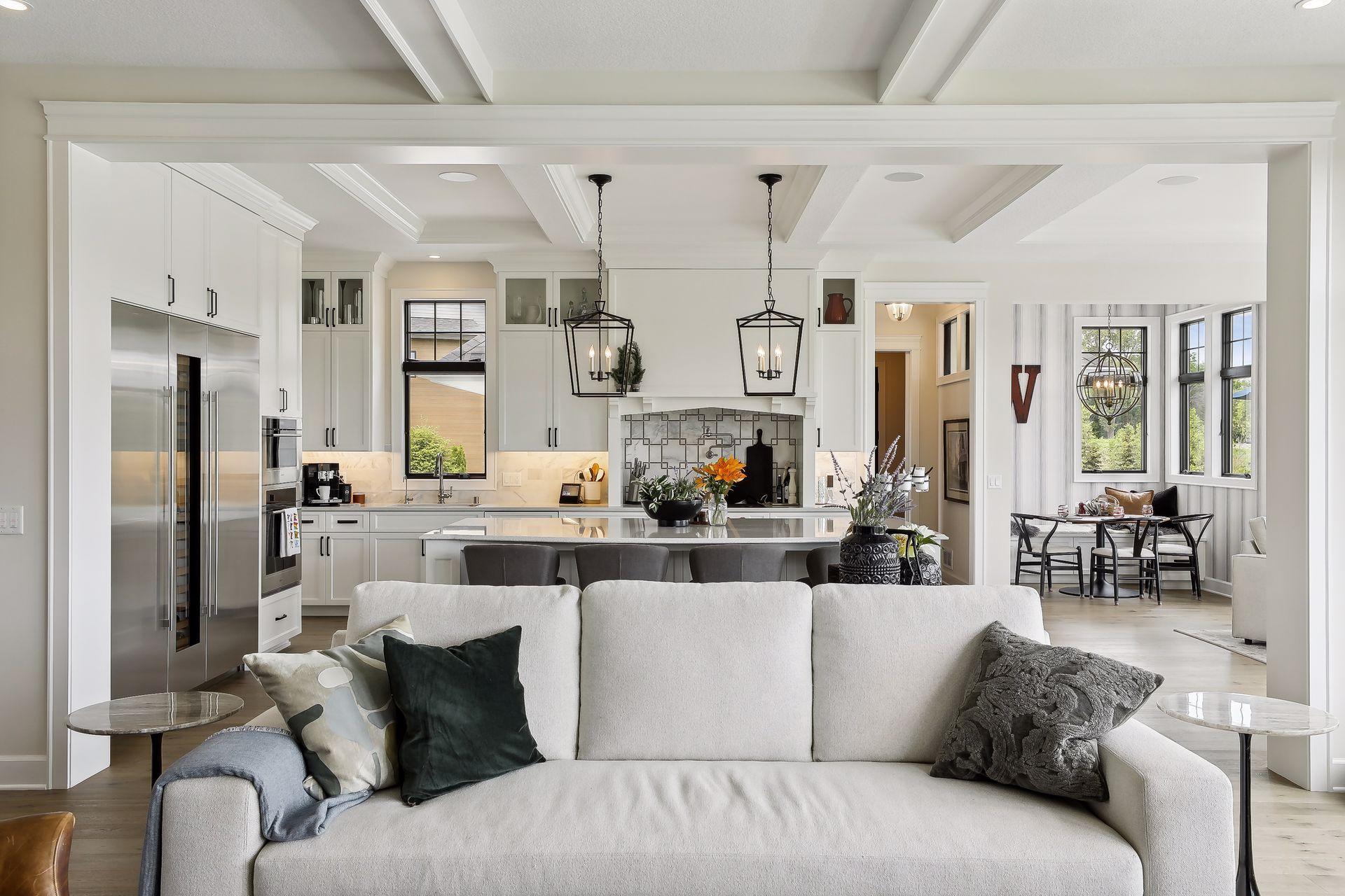 Coffered ceilings throughout main level