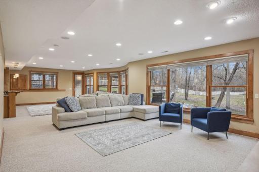 Large Walkout Basement with Ceiling Speakers & lots of Natural Light
