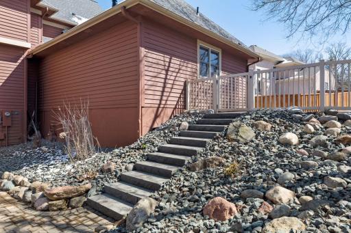Large Granite Steps with Mulch Free Backyard