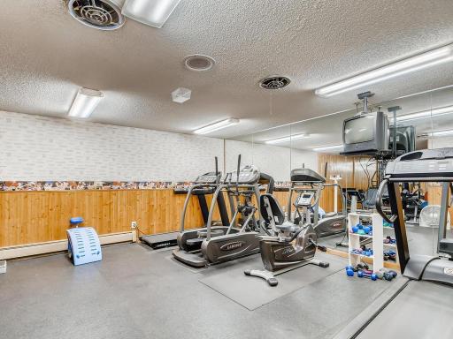 The fitness center is located in the lowest level.