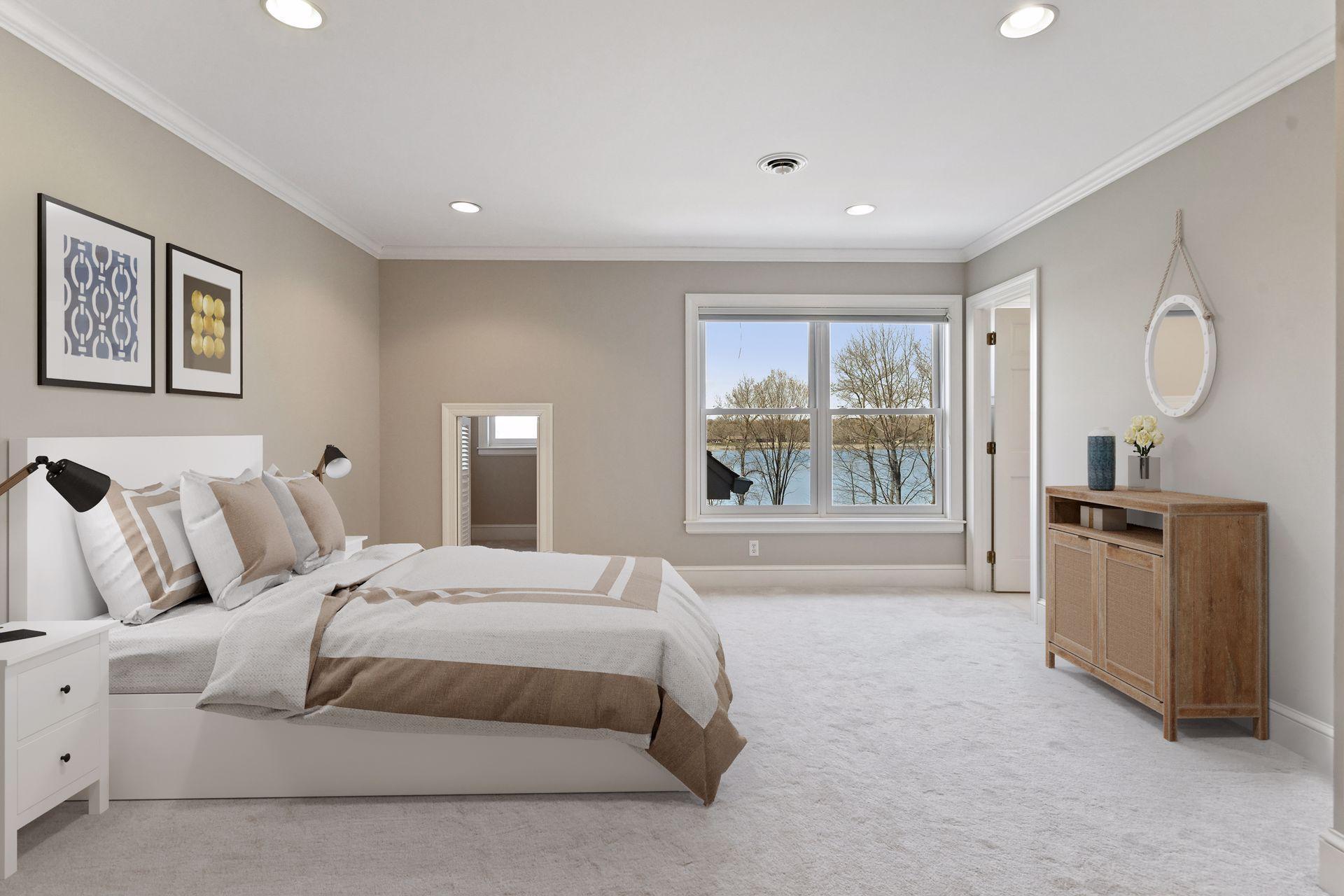 Bedroom #3 with walk-in closet and views of the lake