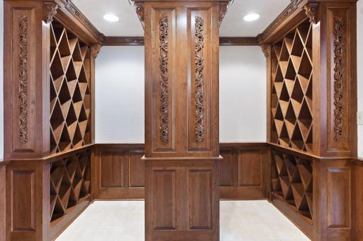 Wine connoisseurs will appreciate the wine cellar... detailed craftsmanship even in this space
