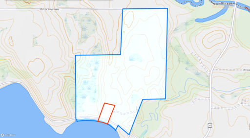 Topographical Map (4+- acres in red not included with sale.)