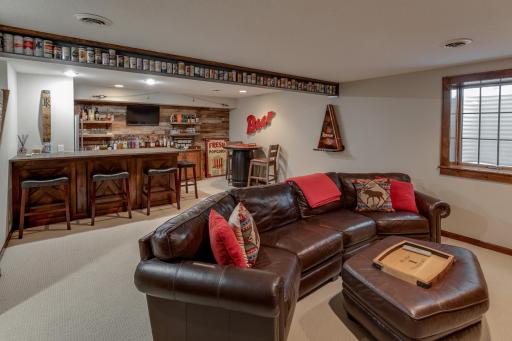 Well designed family room in the lower level!