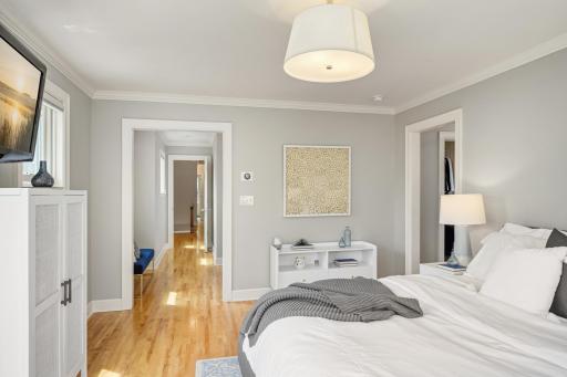 Take note of the stunning hardwood floors that flow throughout both floors of the home.