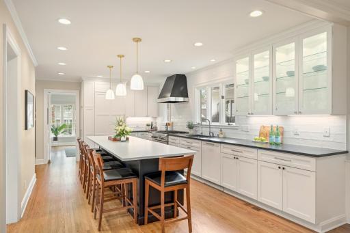 Complete kitchen remodel offers plenty of space for family and friends to gather.