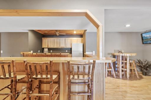 Custom built hickory bar makes for a great impression!