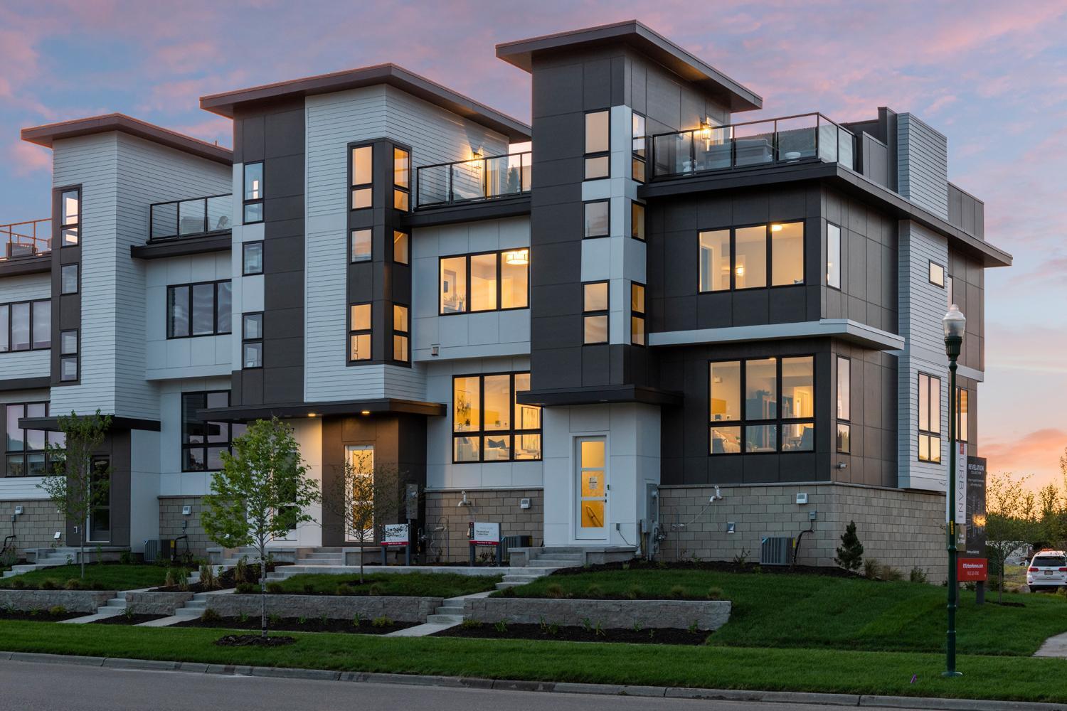 Revelation townhome model with rooftop patios.