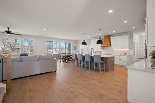 Open design with high end finishes throughout.