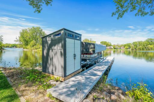 Handy storage shed next to the dock for all your boating essentials