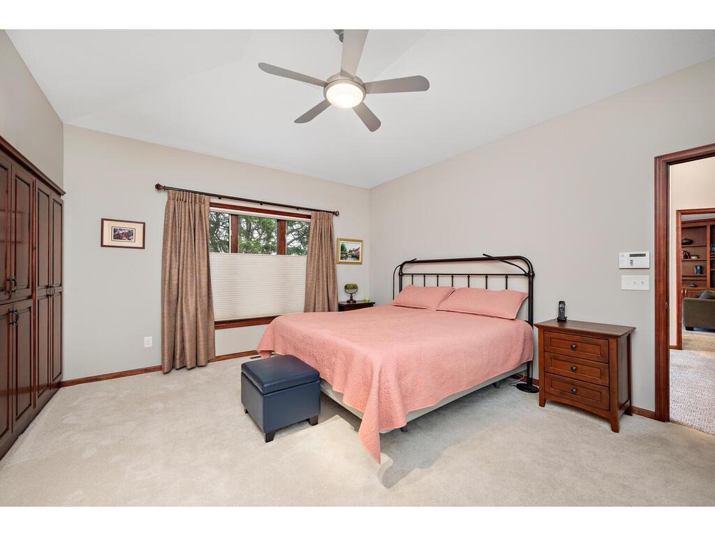 Top down bottom up window treatments in primary bedroom