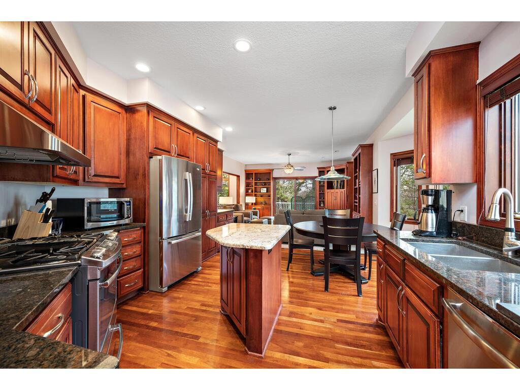 Spacious kitchen with center island for additional prep or serving space