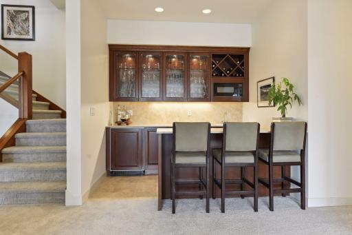 Wet bar at lower level