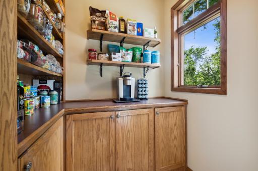Plenty of room for extra small appliances, food and more. This is the 2nd room of the 2 room pantry.