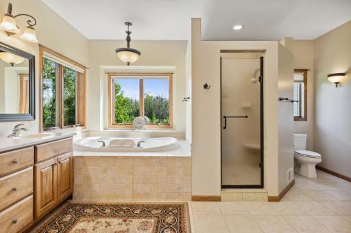 The ceramic tile is not only beautiful but heated. Hello, toasty toes!