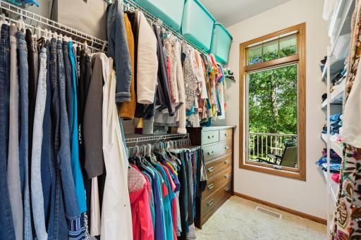 No need to share a closet in this ownerâs suite with dual walk in closets! The larger of the two has a casement window with a transom and custom organizers.