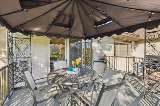 The composite deck has new aluminum railings, installed just 4 years ago.
