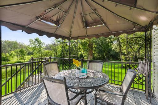 The deck also has wall mount speakers and a natural gas line for the grill - no need to refill propane tanks anymore!