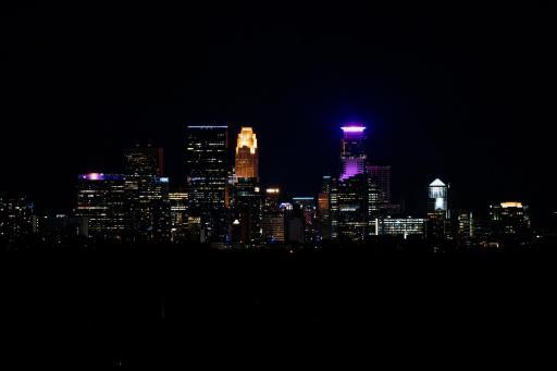 Nigh time View of Minneapolis Skyline