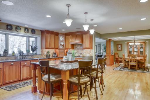 You can see everything that is going on from the kitchen.