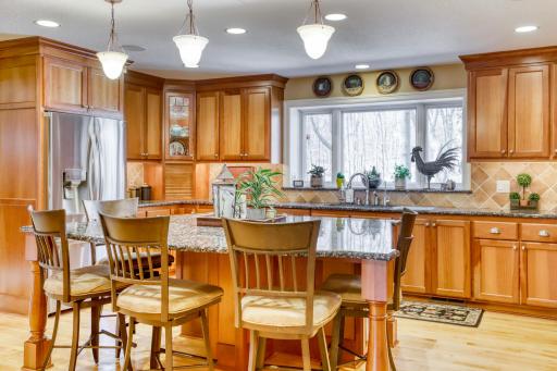 Your favorite part of the kitchen will be the large center island that seats five.