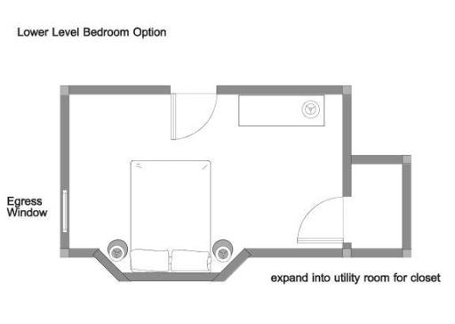 This is a mock-up of how you could add a bedroom in the southwest corner of the lower level