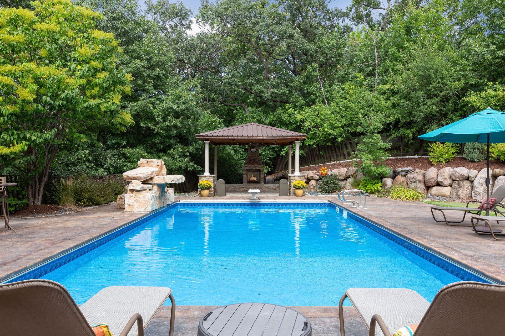 Entertain outdoors in this magnificent backyard.