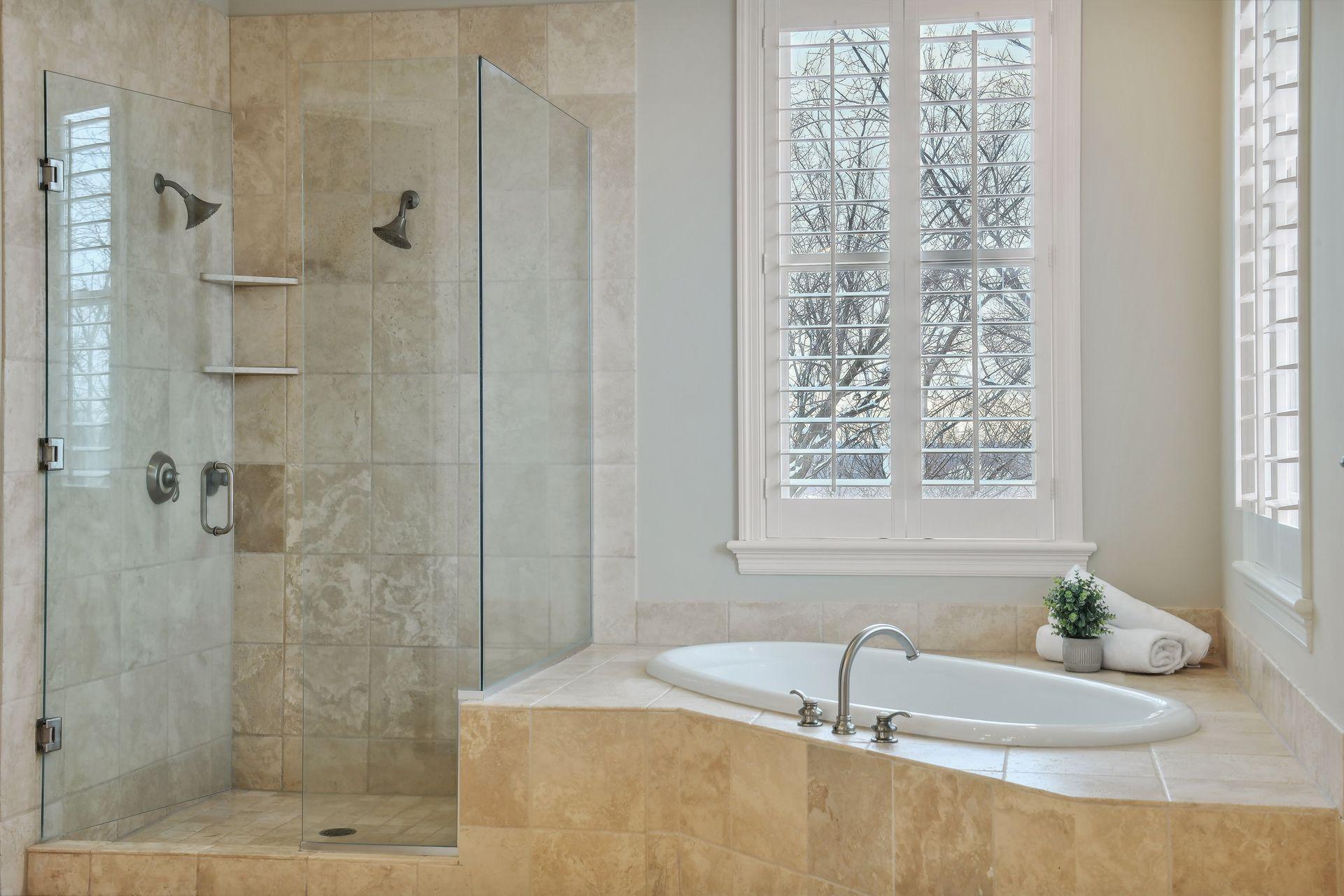 Unwind after a long day in the large jetted tub.