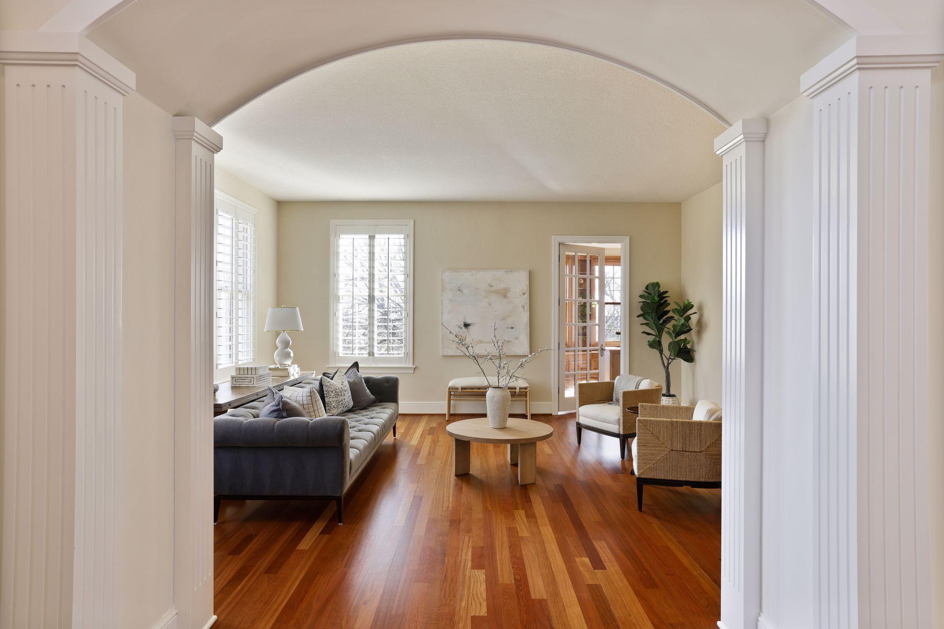 Brazilian Cherry floors span across the entire main floor.