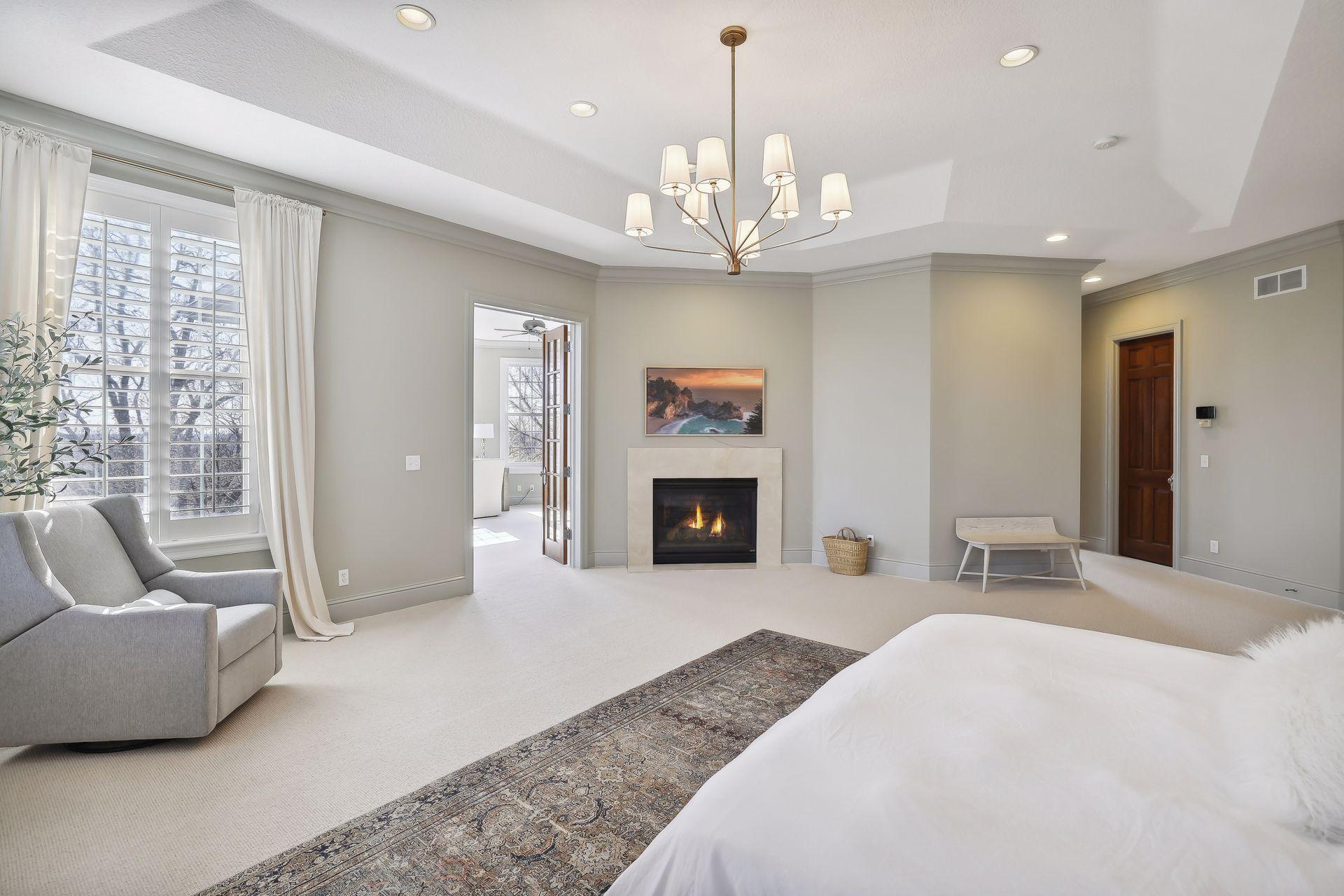 The gas fireplace provides ample warmth on cool evenings.