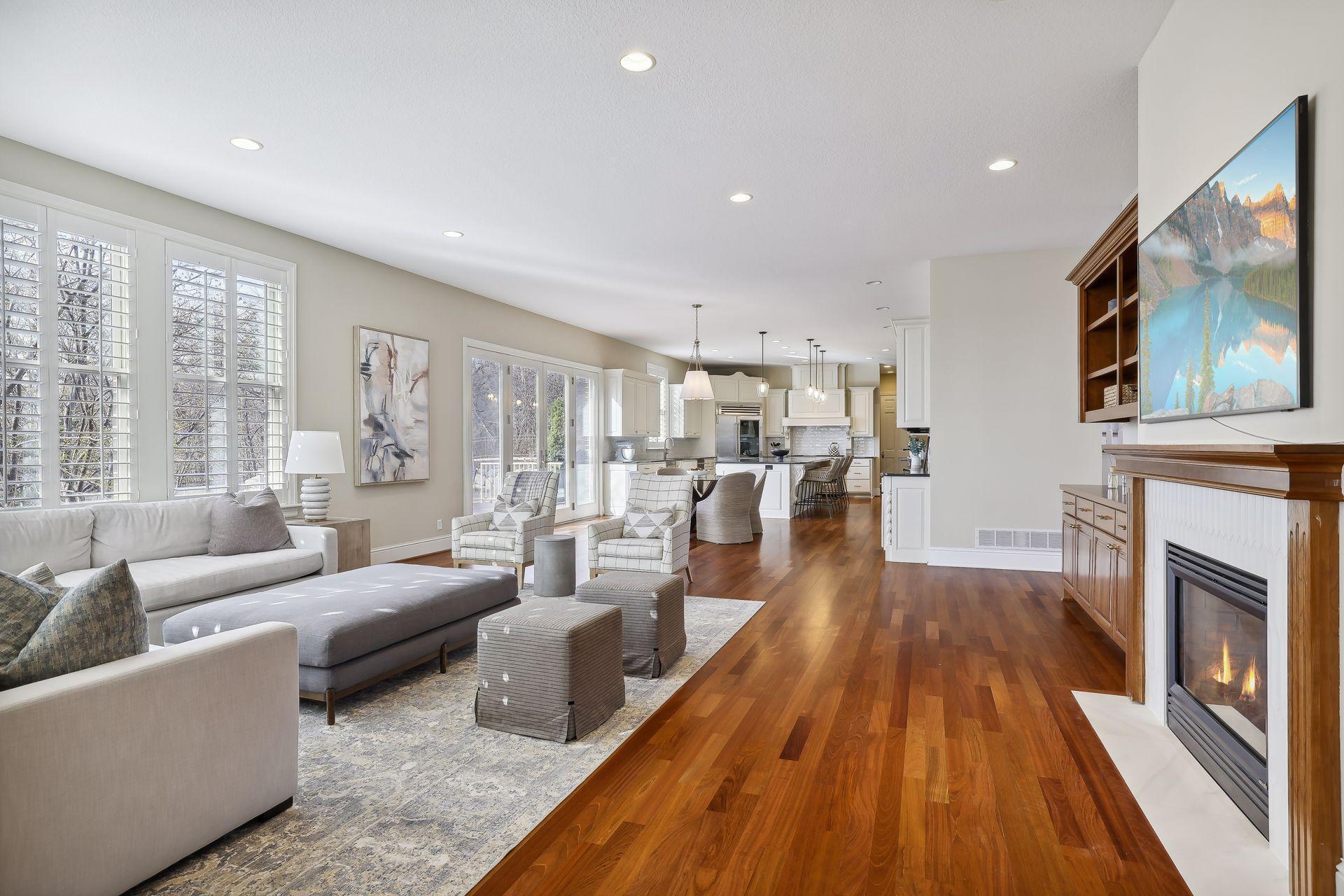 This double-sided fireplace shares with the formal living room.
