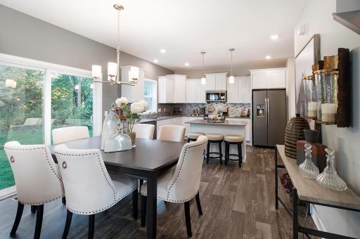 A view into the kitchen from a similar home.