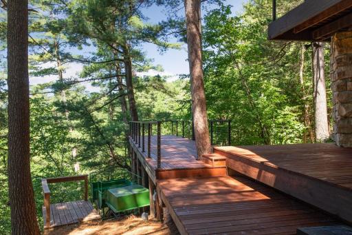 If you're feeling a little lazy, no problem! The renovated hillside lift from the lower deck will take you down to the creek in no time.
