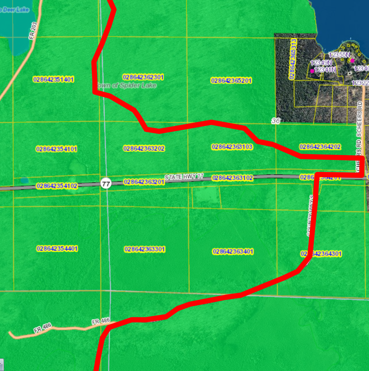 ATV/Snomobile Trail (Red) Chequamegon Forest (Green)