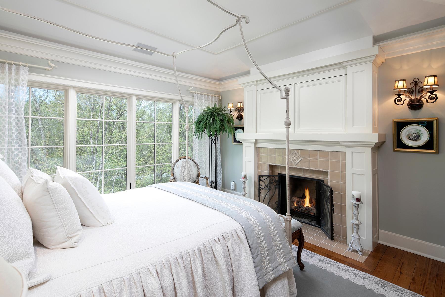 Light and bright with cozy fireplace