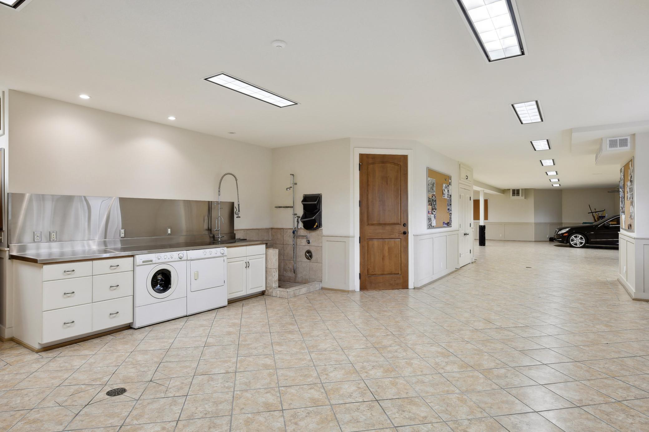 One of three laundry facilities and a dog washing station