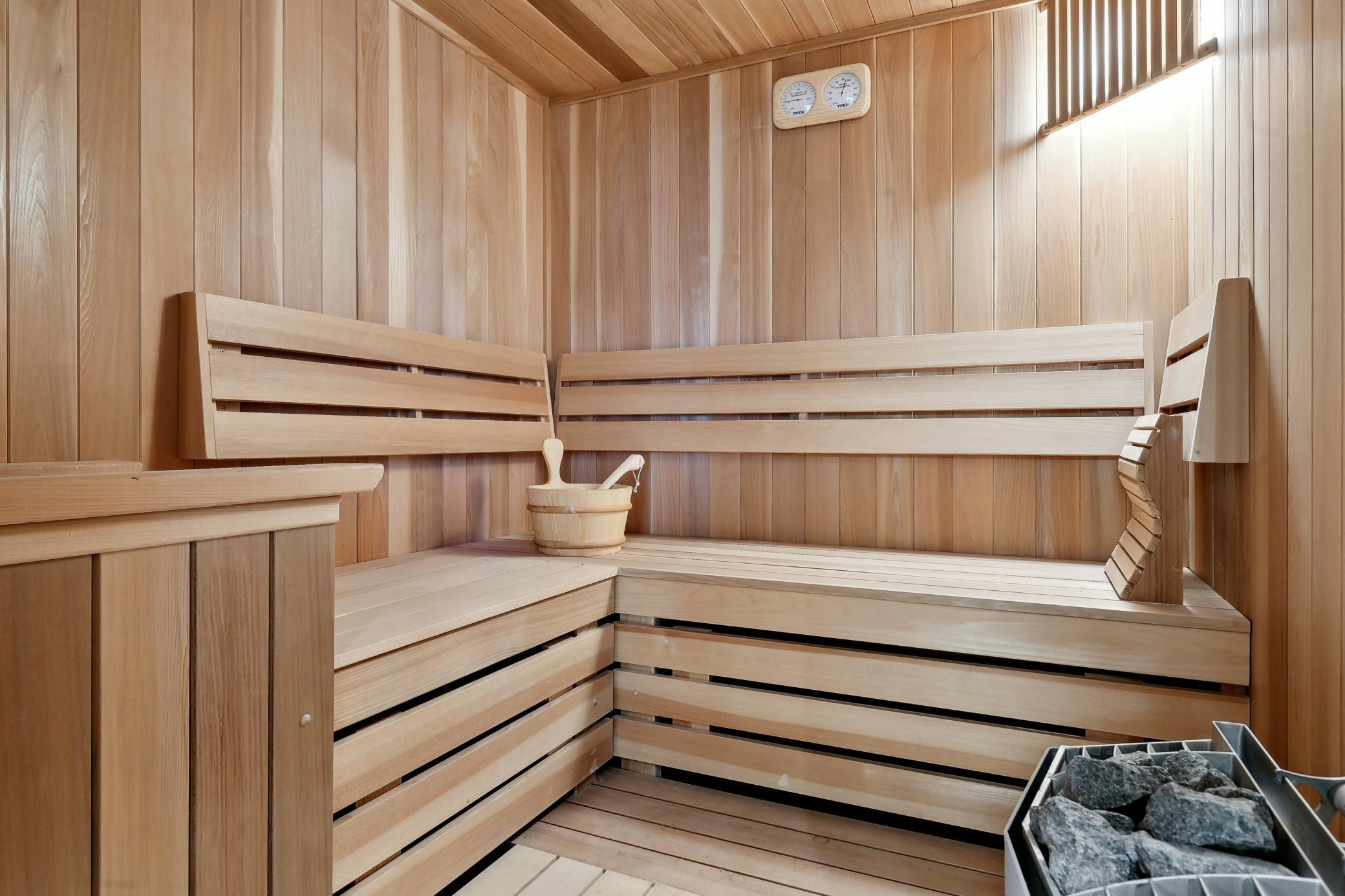 Lower level bathroom sauna